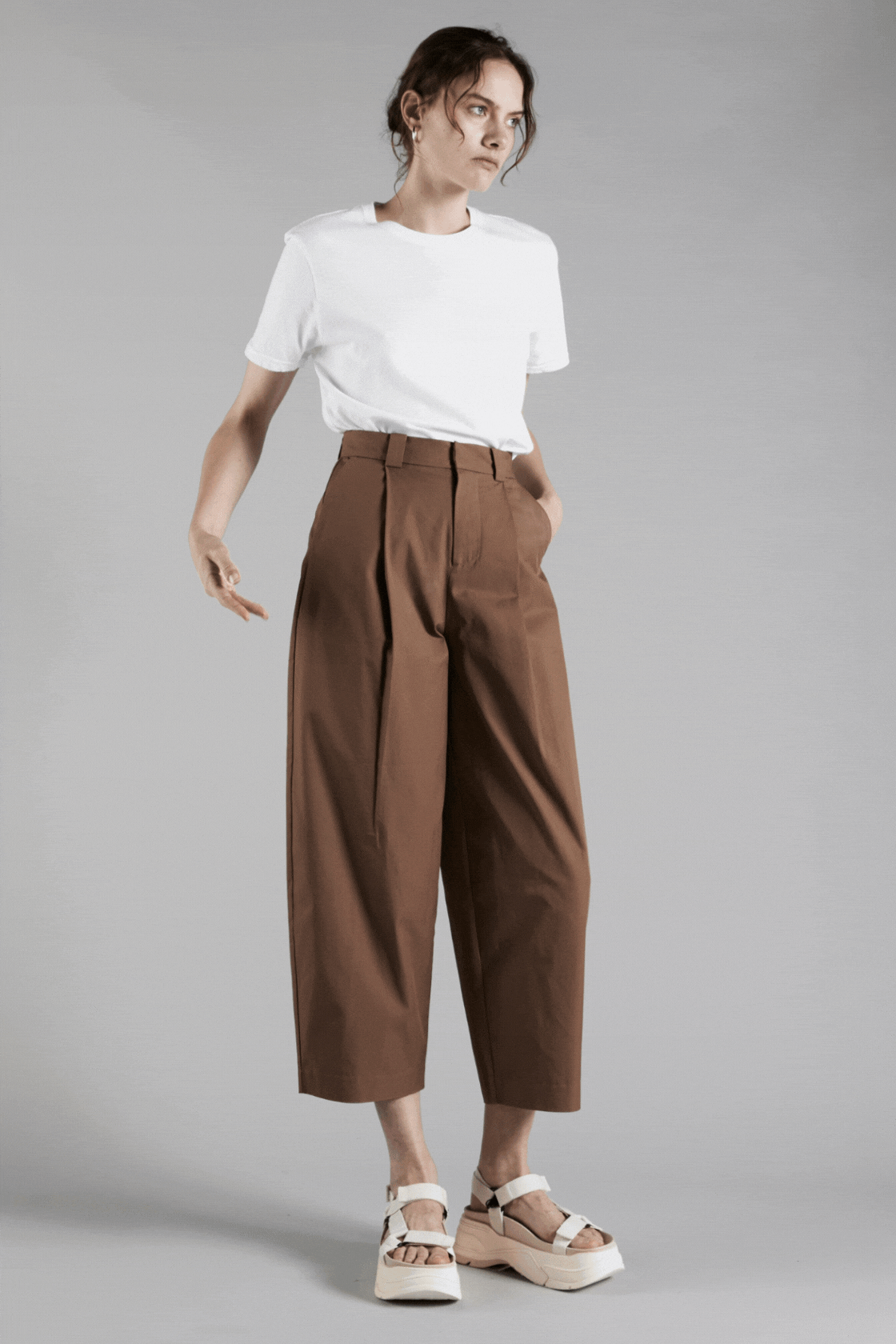 Sepia Brown Stanton Pant Wide-Leg Minimalist Tailoring – Nique