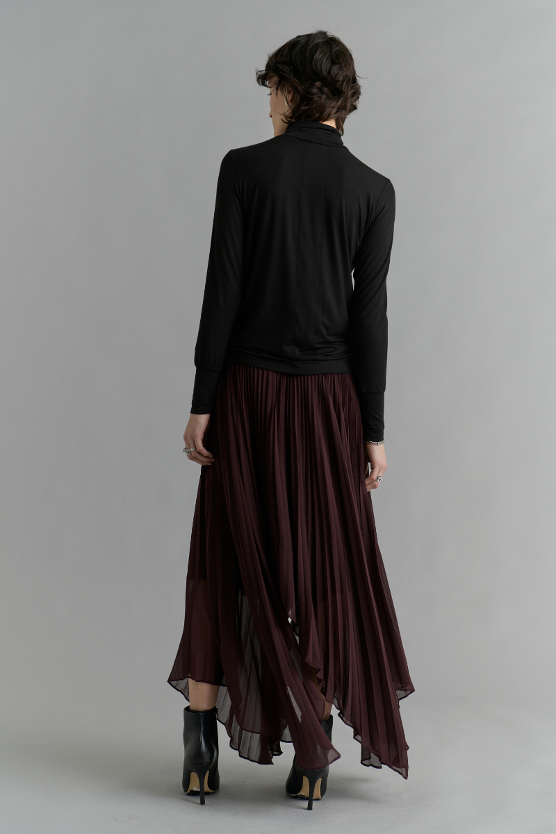 Deep Wine Nebula Pleated Skirt