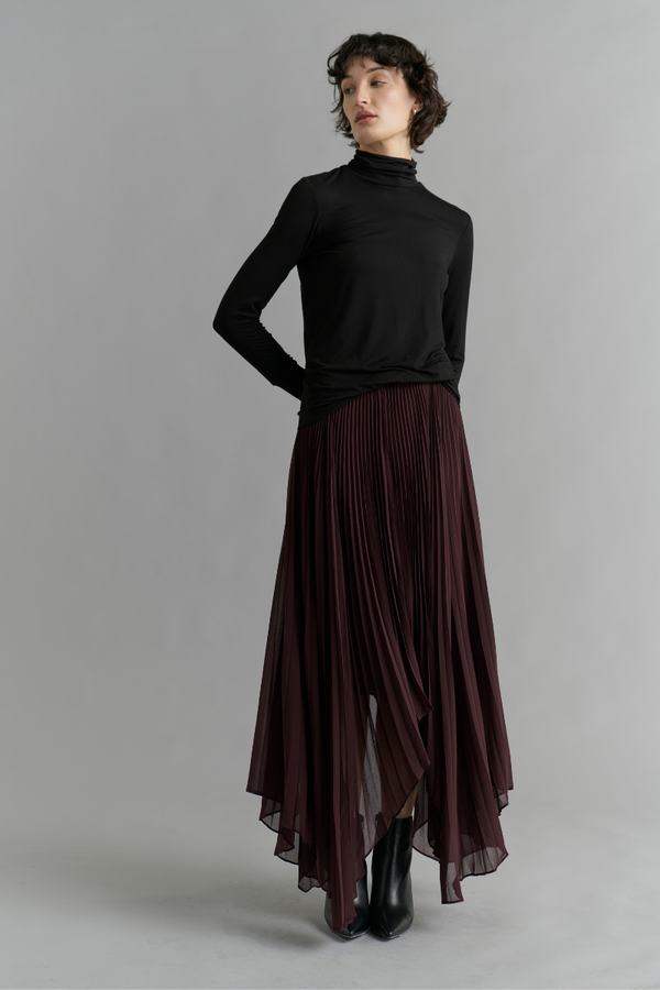 Deep Wine Nebula Pleated Skirt