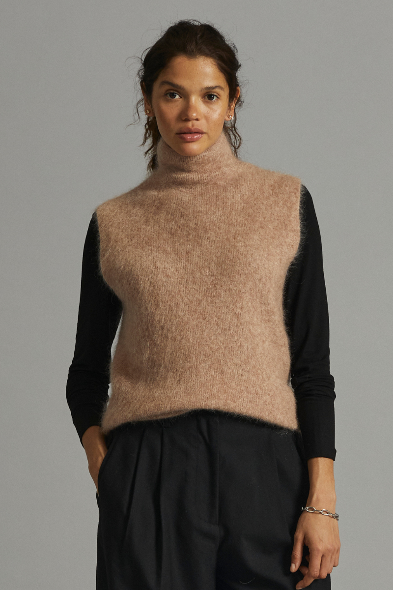 Camel Melange Koa Mohair-Rich Turtleneck