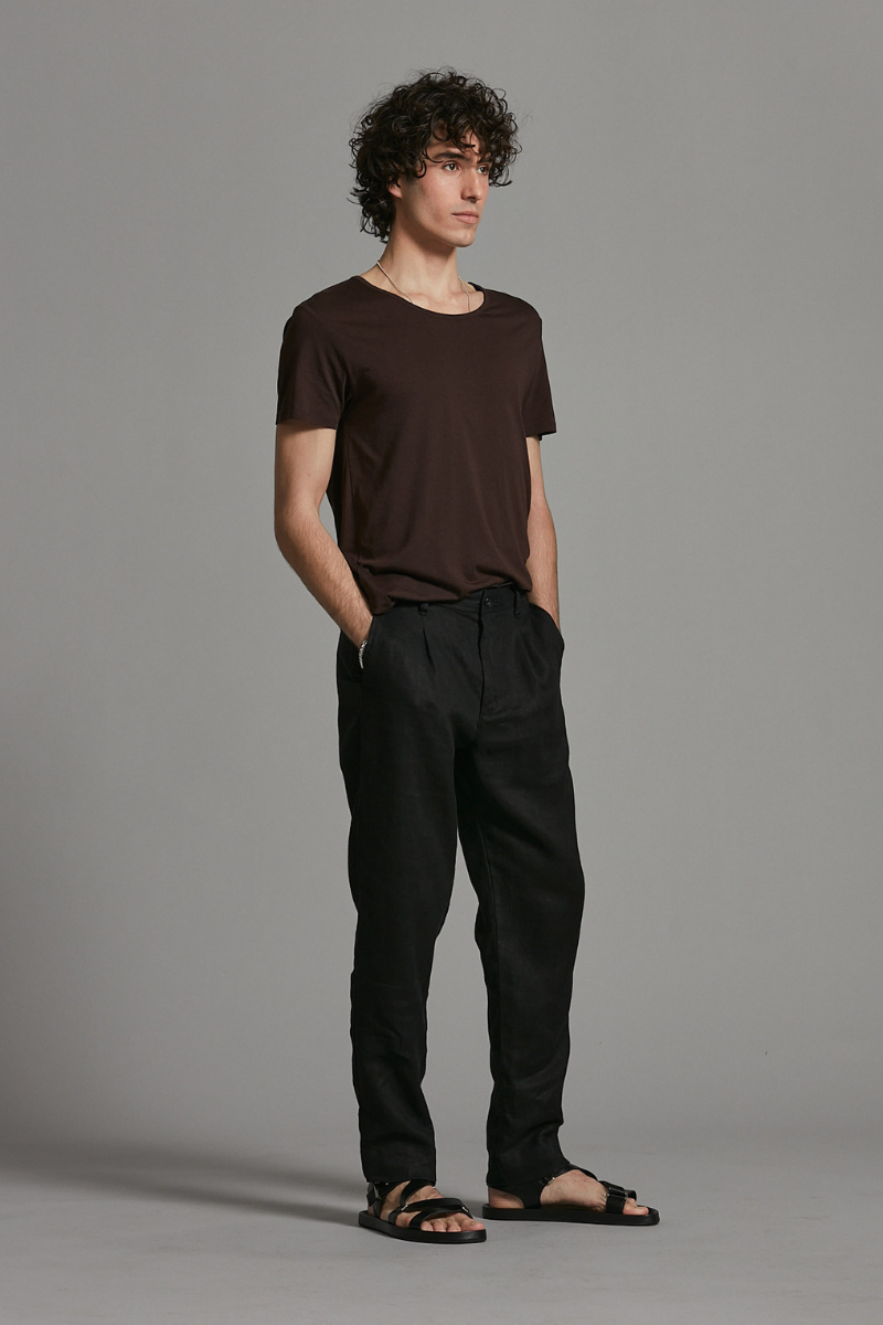 Black Osakie GenderU Linen Pants