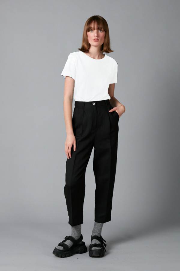 Black Float Tencel Linen Pants