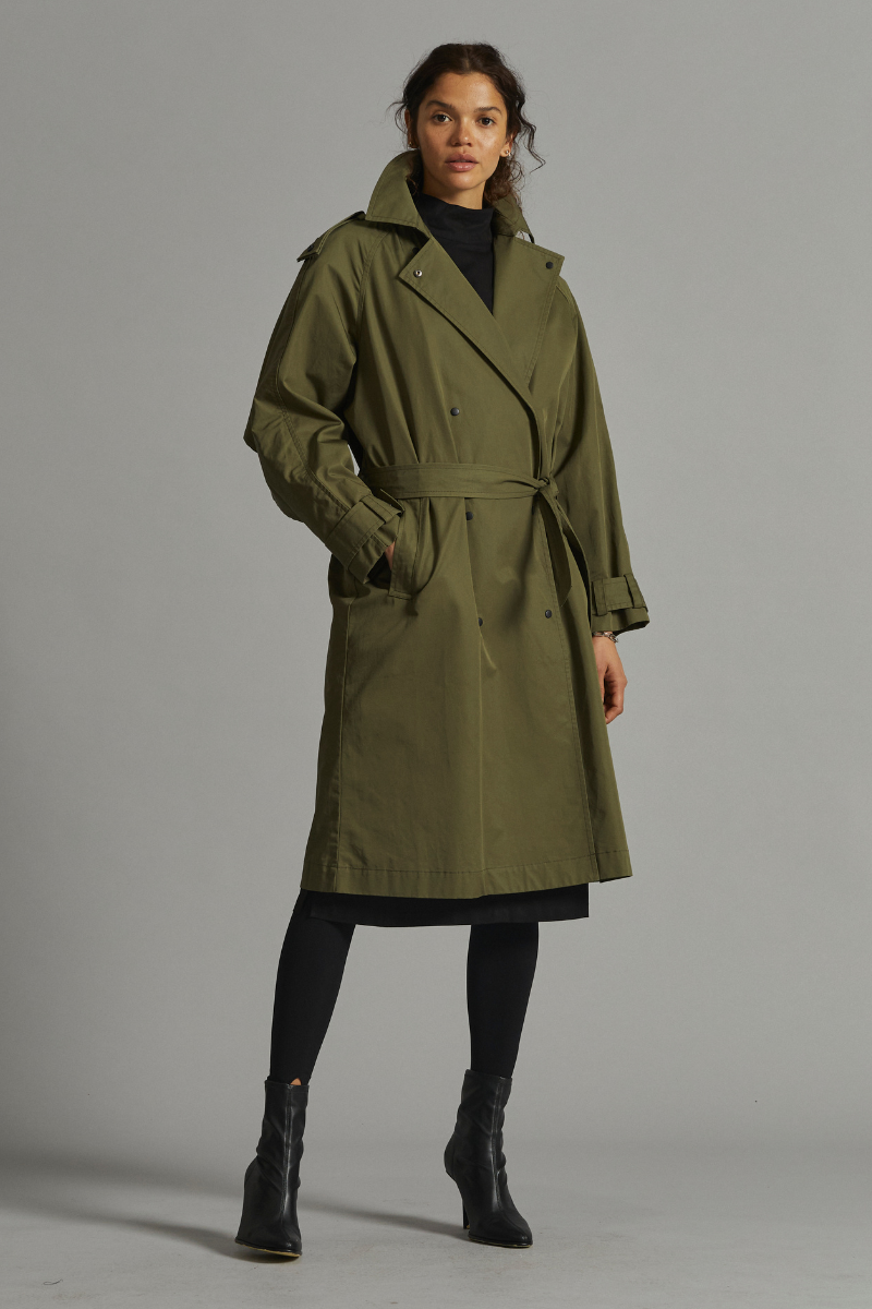 Dusty Khaki Alen Cotton Trench Coat