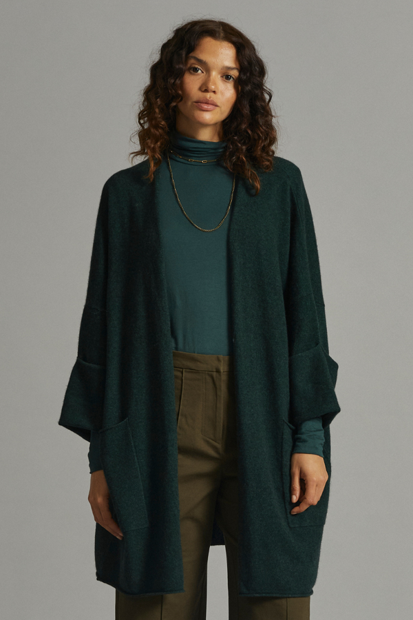 Forest Green Kai Merino Cashmere Cardigan