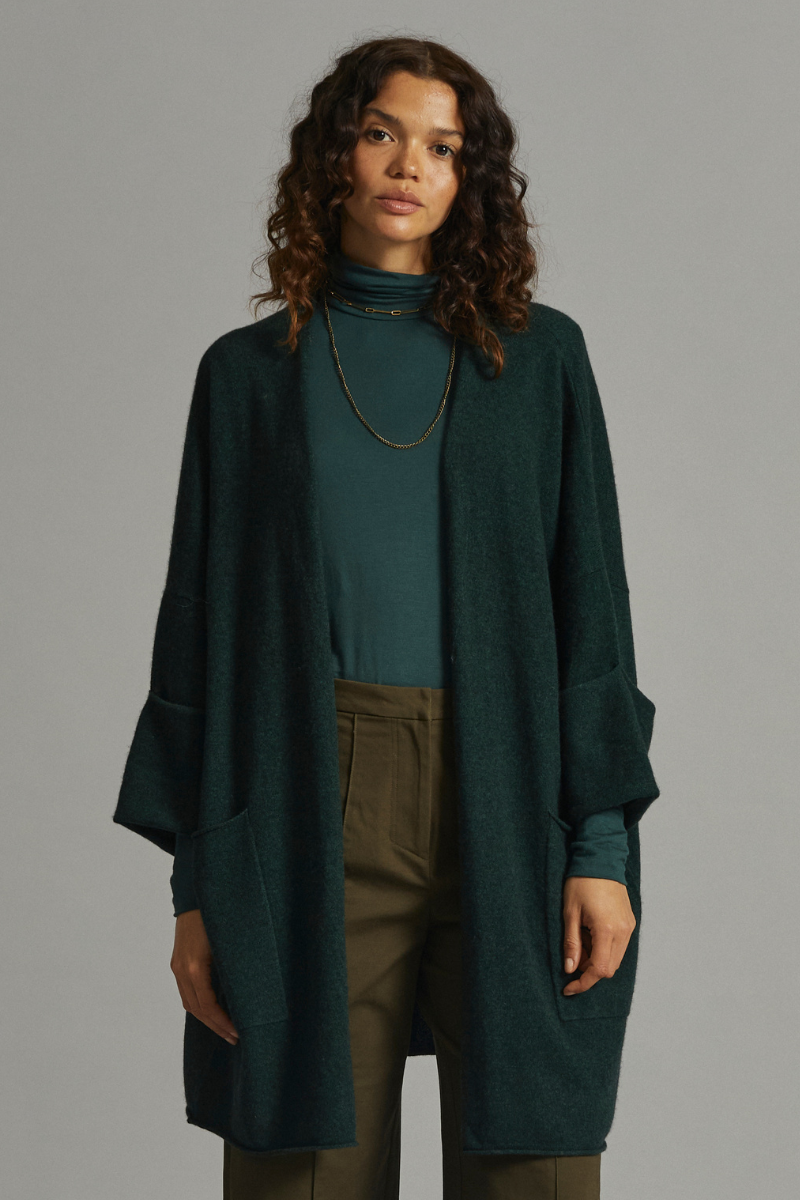 Forest Green Kai Merino Cashmere Cardigan