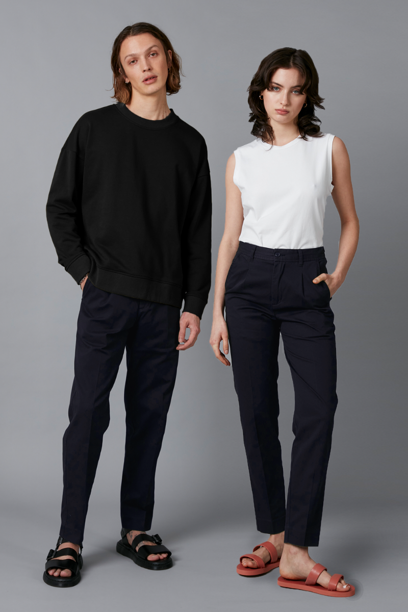 Navy Osakie Unisex Cotton Pants