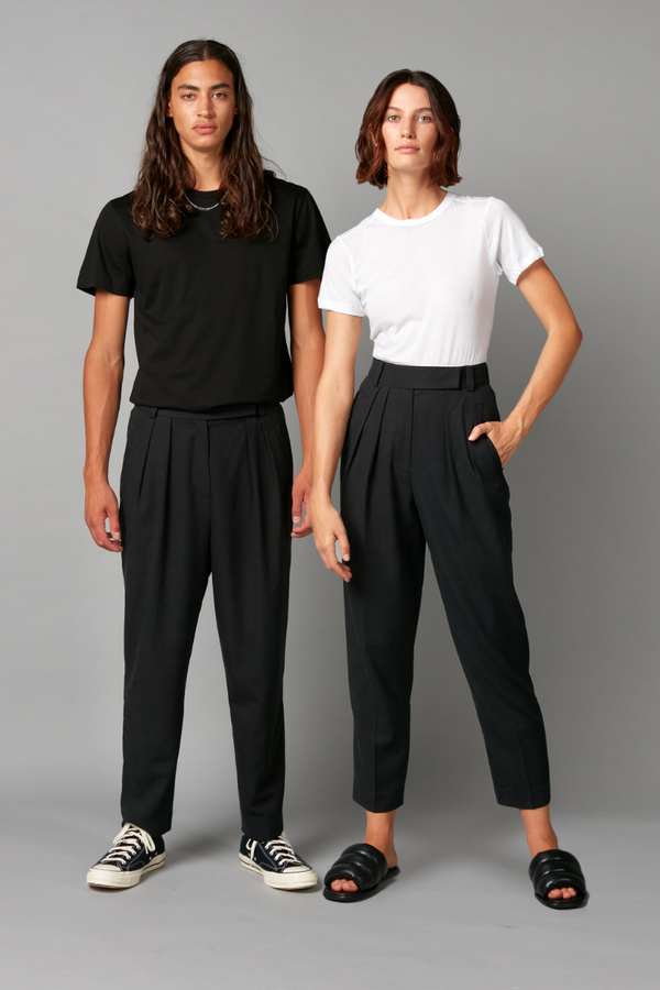 Black Bowie GenderU Tencel Rayon Cotton Pants