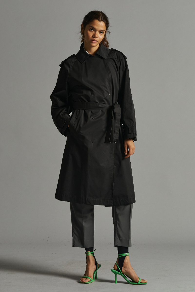 Black Alen Cotton Trench Coat