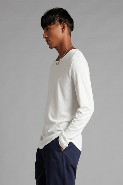 Off White Aalto Bamboo Cotton Long Sleeve T-Shirt