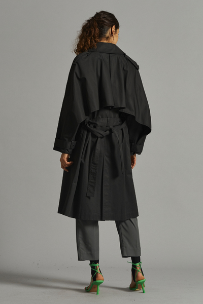 Black Alen Cotton Trench Coat