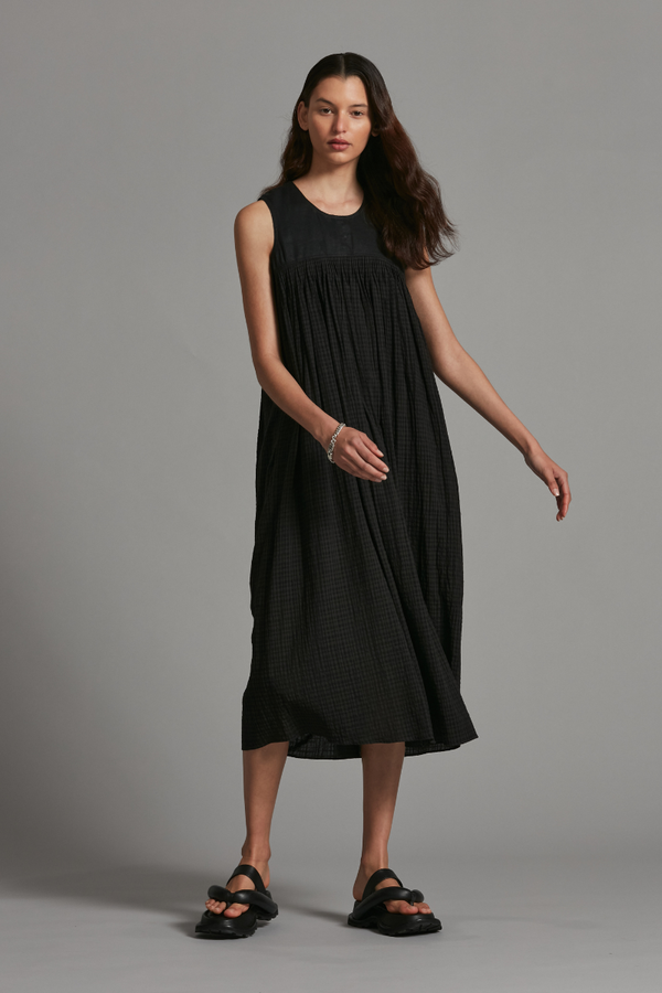 Black Natsuki Check Maxi Dress