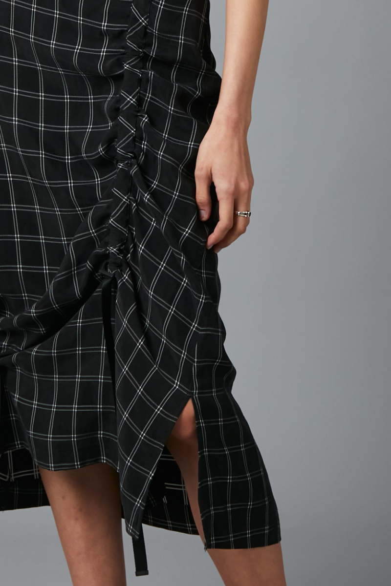 Black and White Check Kira Cupro Skirt