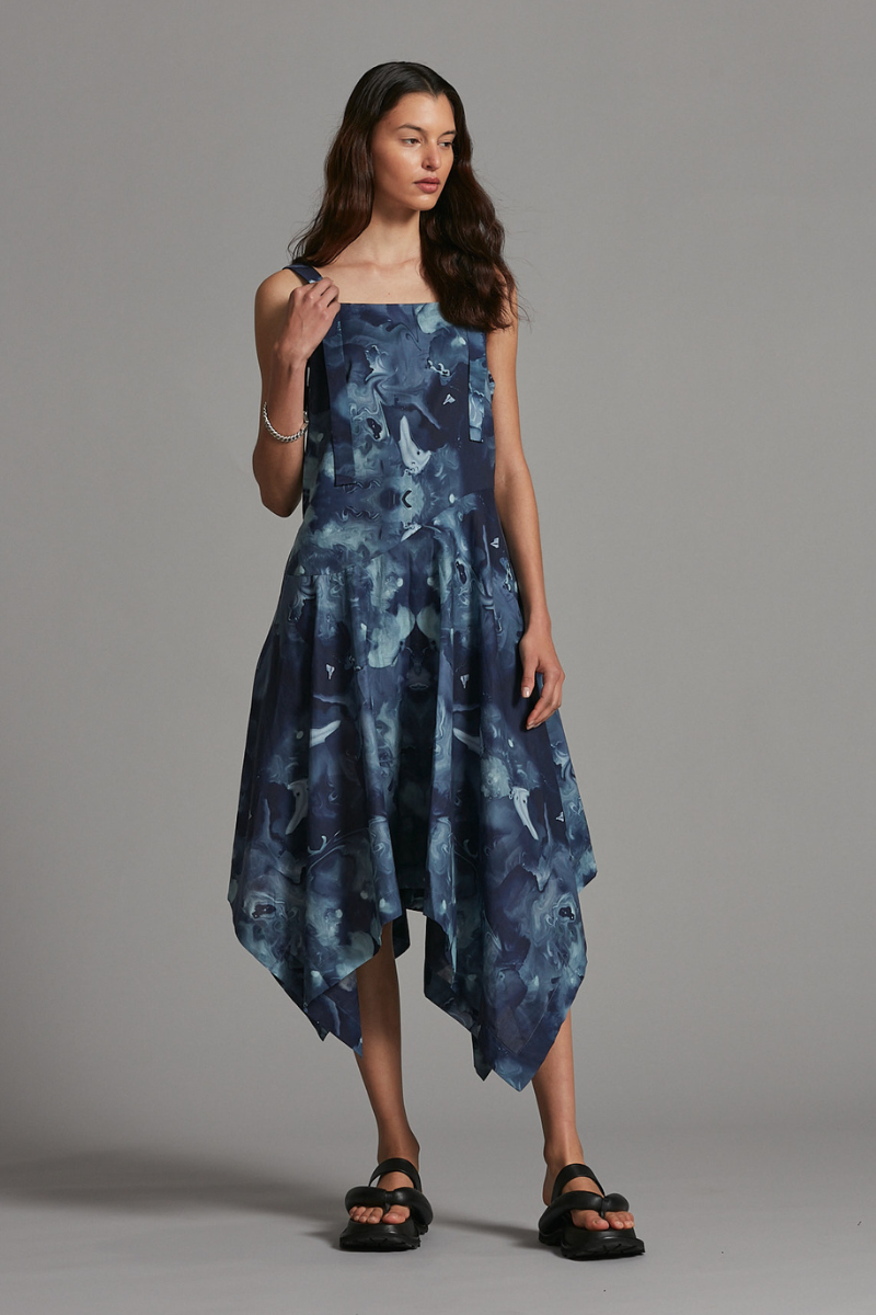 Ocean Print Luna Midi Dress