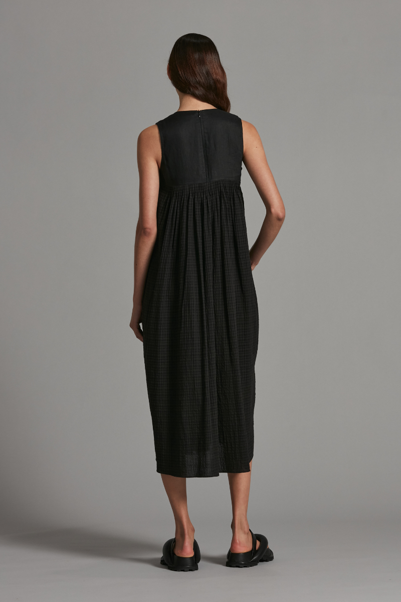 Black Natsuki Check Maxi Dress