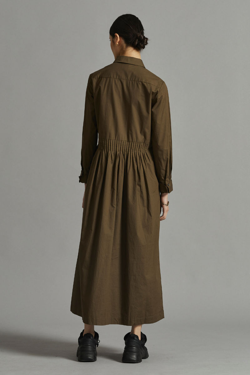 Khaki Aurora Maxi Shirt Dress