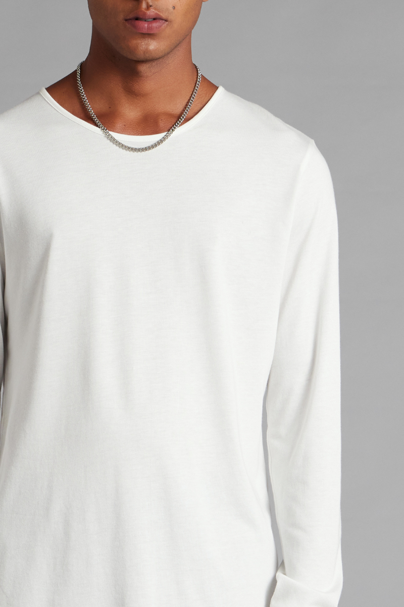 Off White Aalto Bamboo Cotton Long Sleeve T-Shirt