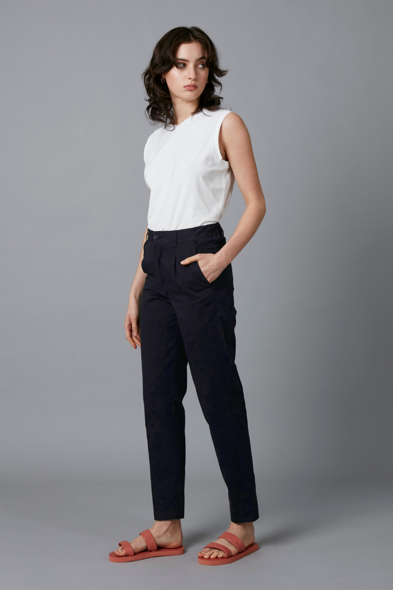 Navy Osakie Unisex Cotton Pants