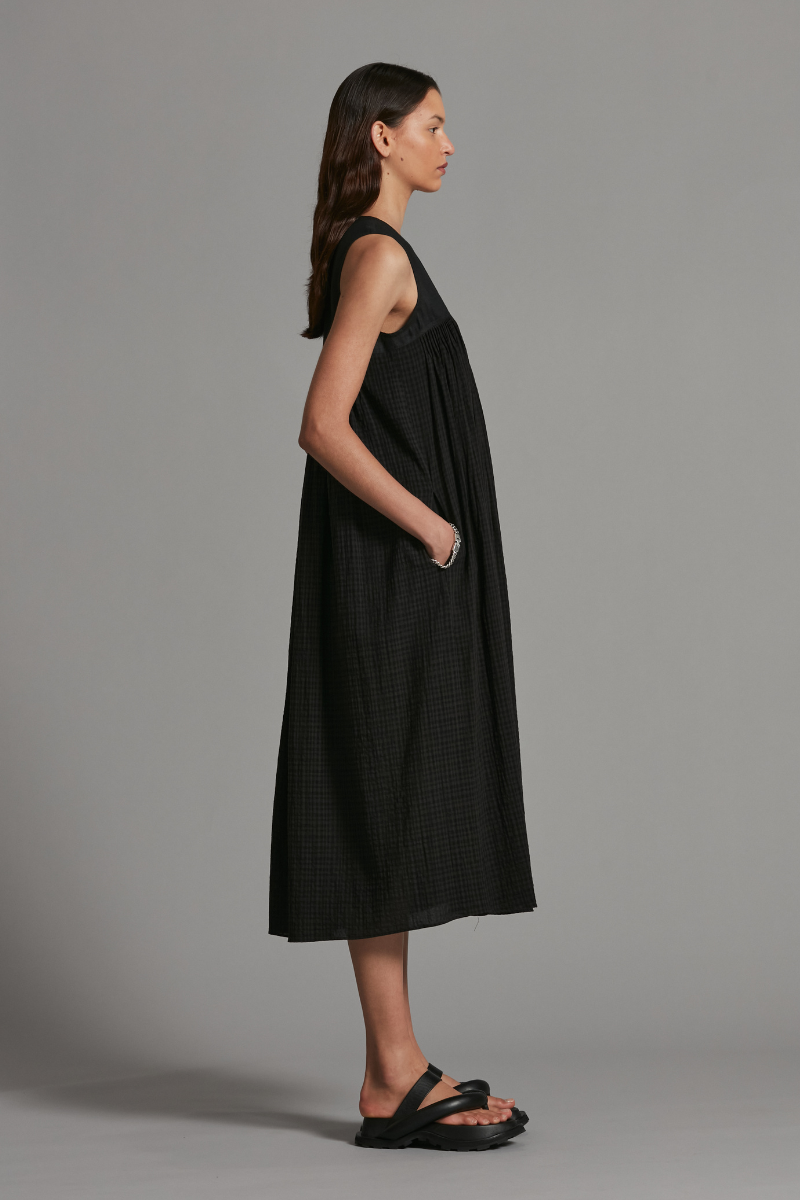 Black Natsuki Check Maxi Dress