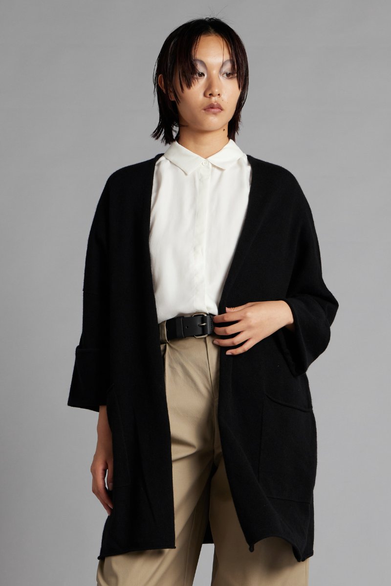 Black Kai Merino Cashmere Cardigan