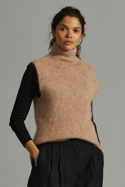 Camel Melange Koa Mohair-Rich Turtleneck