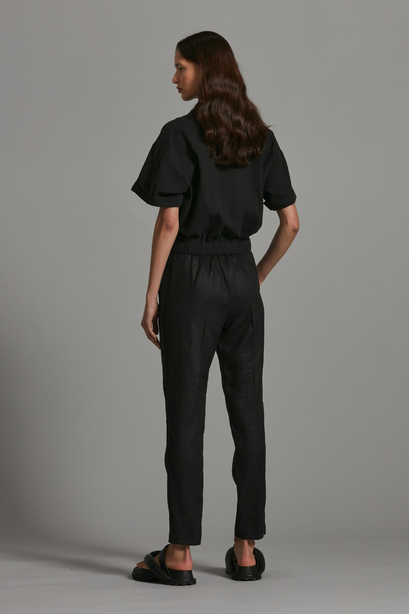 Black Hisako Linen Pant