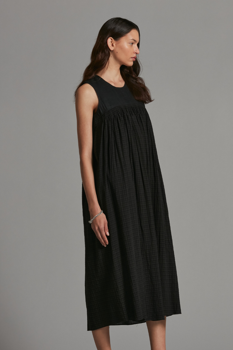 Black Natsuki Check Maxi Dress