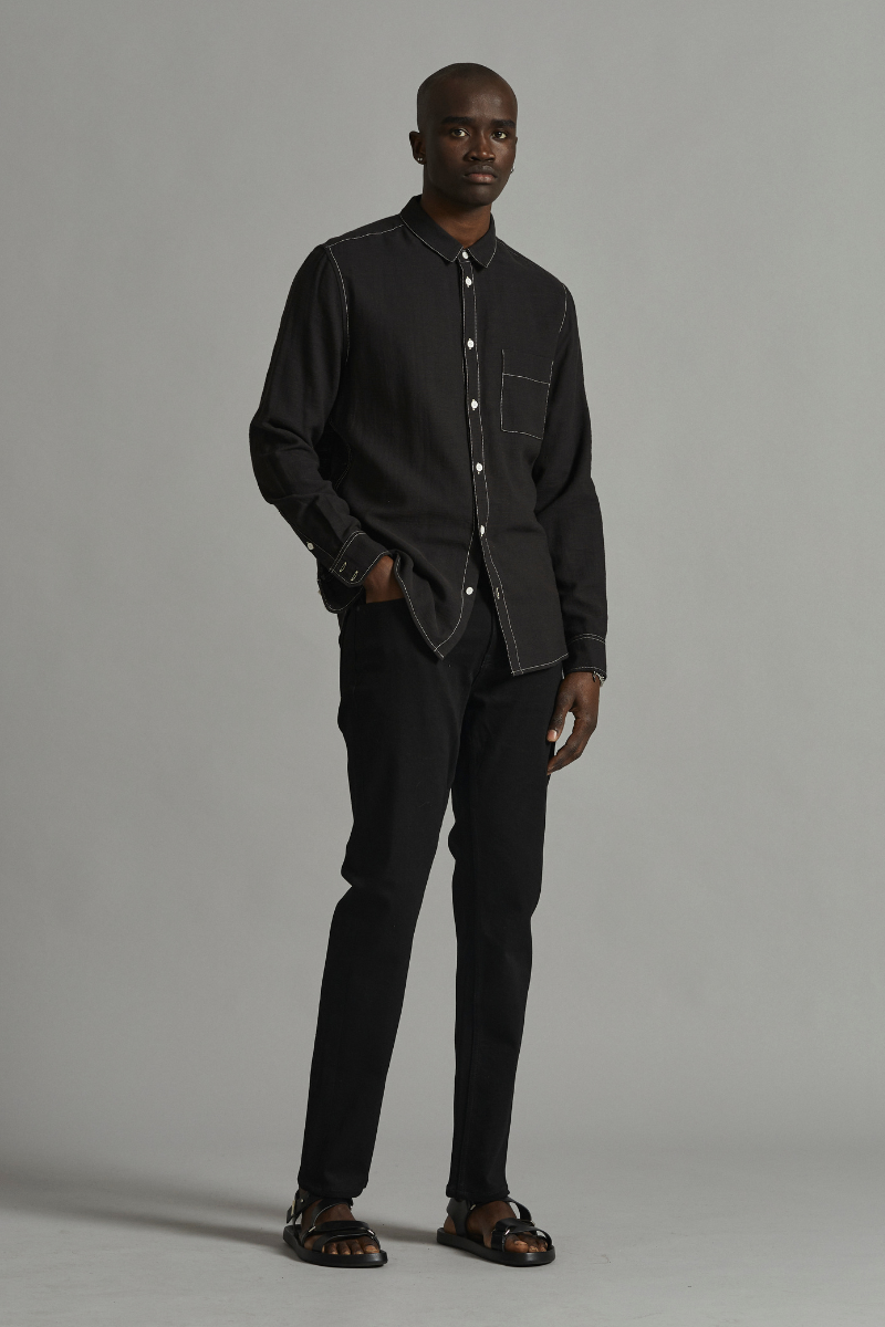 Black Contrast Stitch Shirt