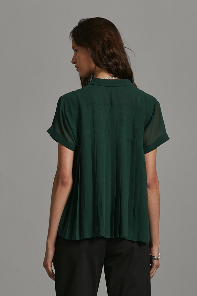 Forest Green Juno Pleated Shirt