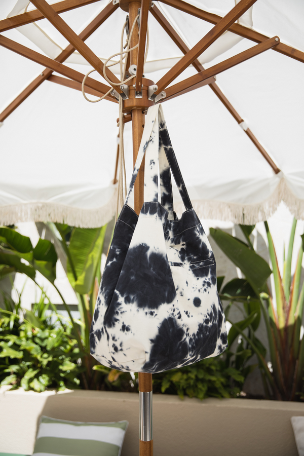 Cream Blue Tie Dye Emi Tote Bag