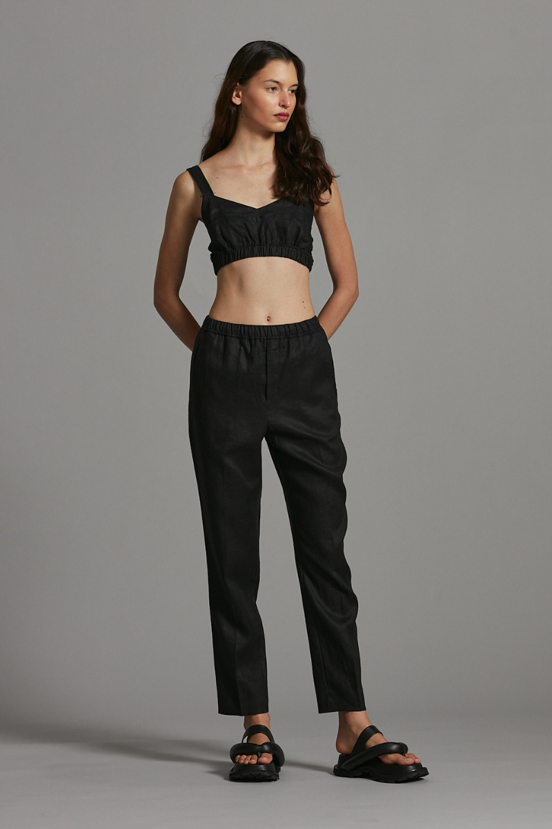 Black Hisako Linen Pant