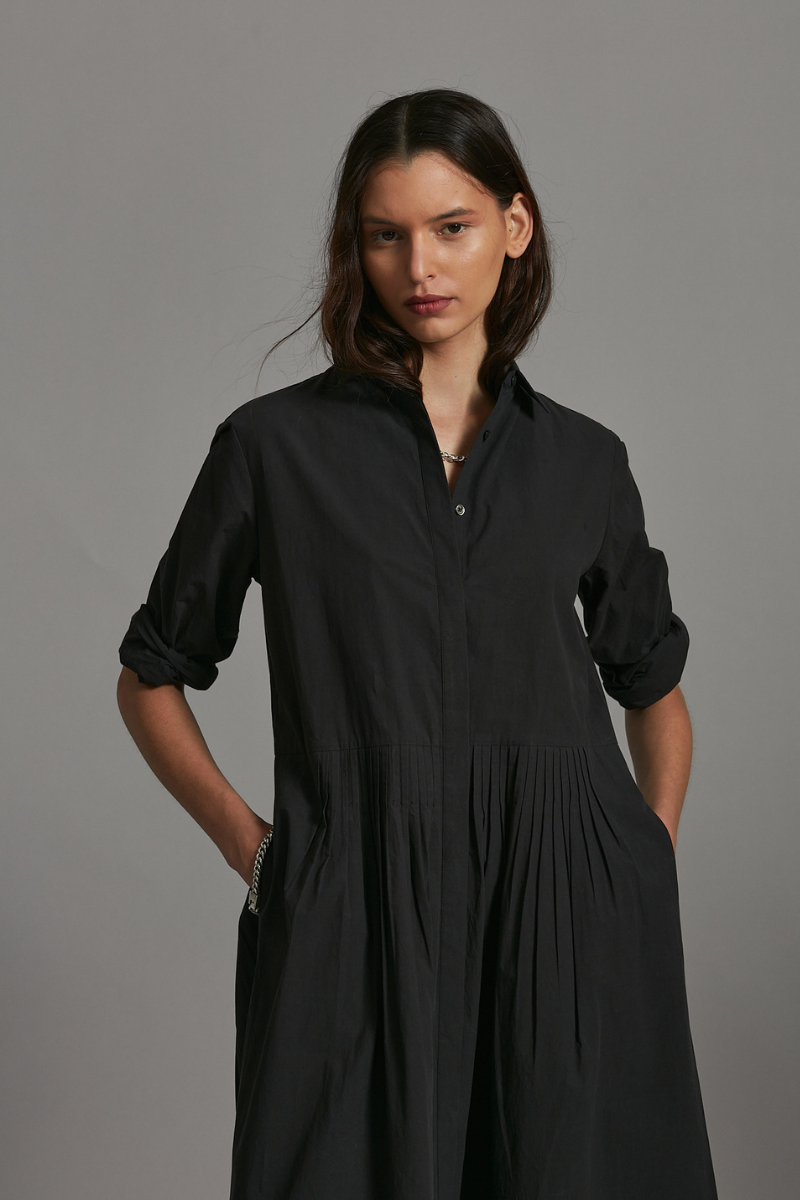 Black Aurora Maxi Shirt Dress