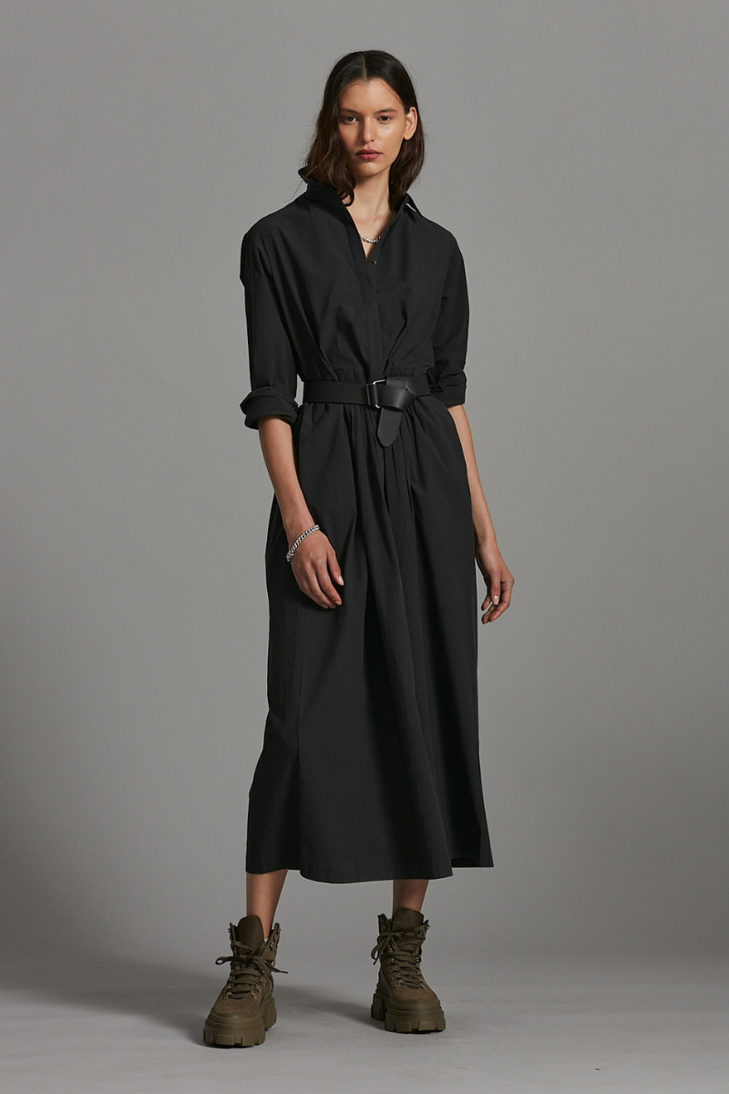 Black Aurora Maxi Shirt Dress