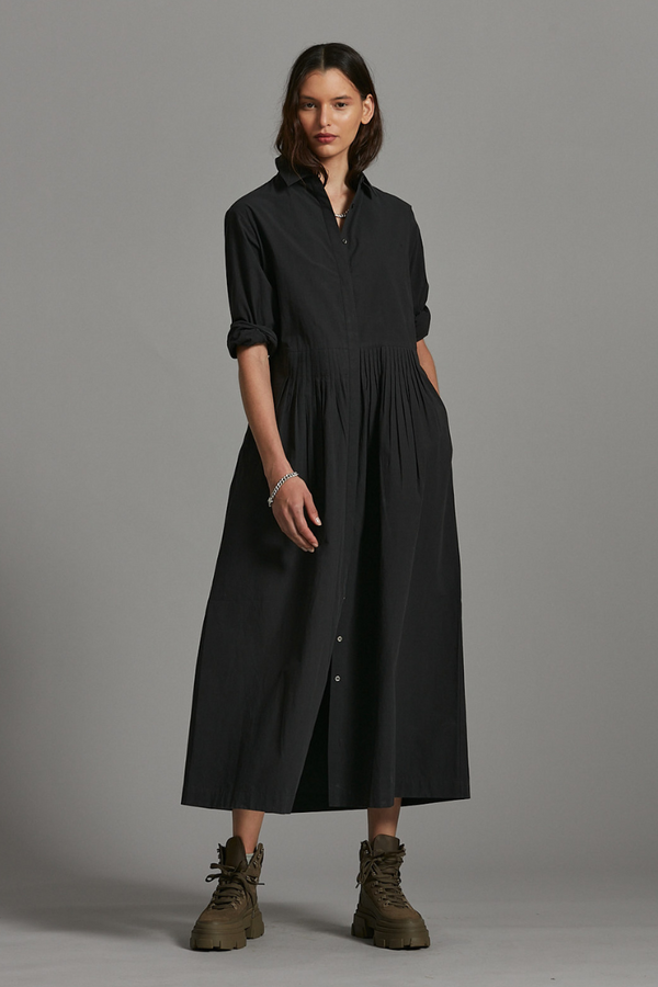 Black Aurora Maxi Shirt Dress