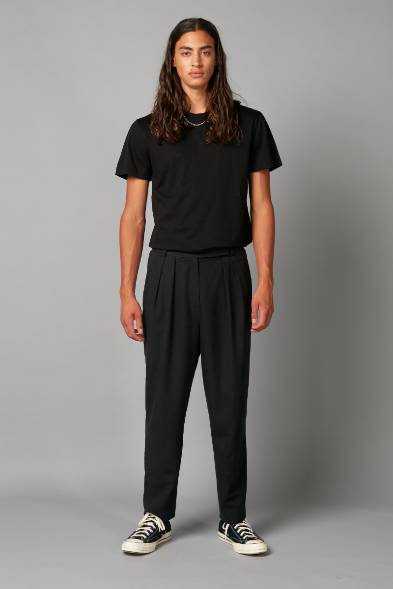 Black Bowie GenderU Tencel Rayon Cotton Pants