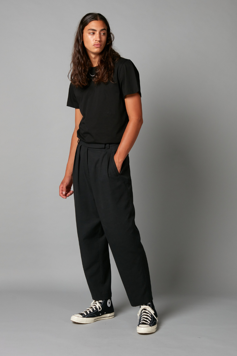 Black Bowie GenderU Tencel Rayon Cotton Pants