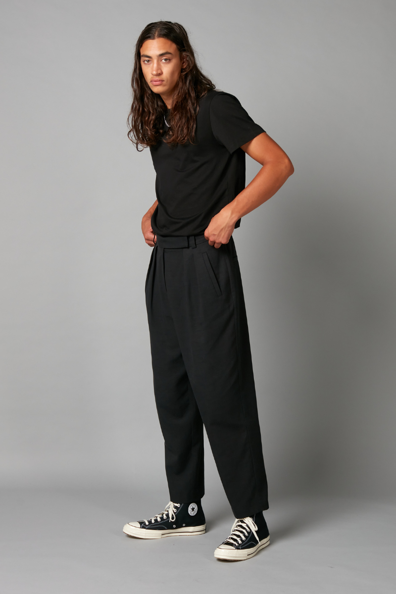 Black Bowie GenderU Tencel Rayon Cotton Pants