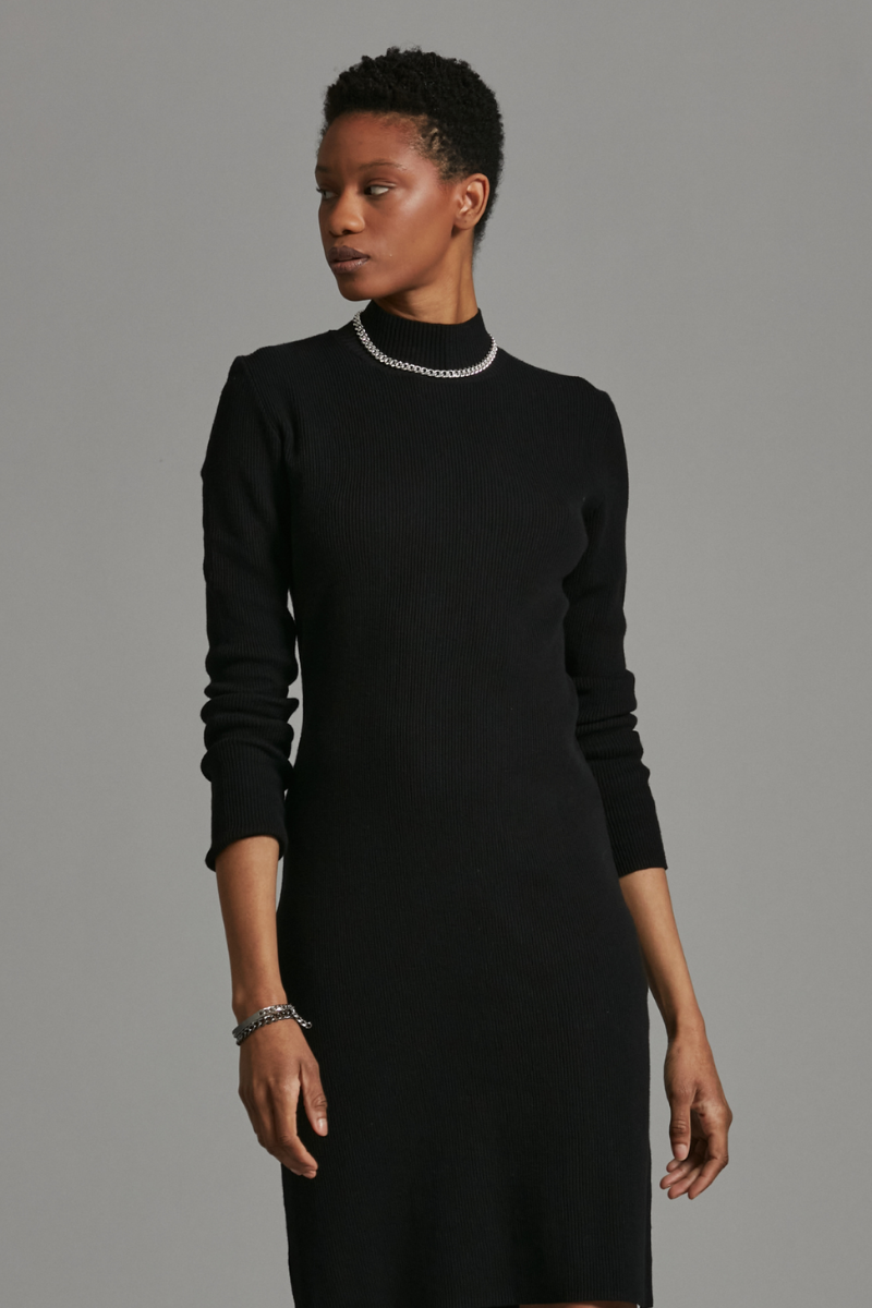 Black Clover Cotton Knit Midi Dress