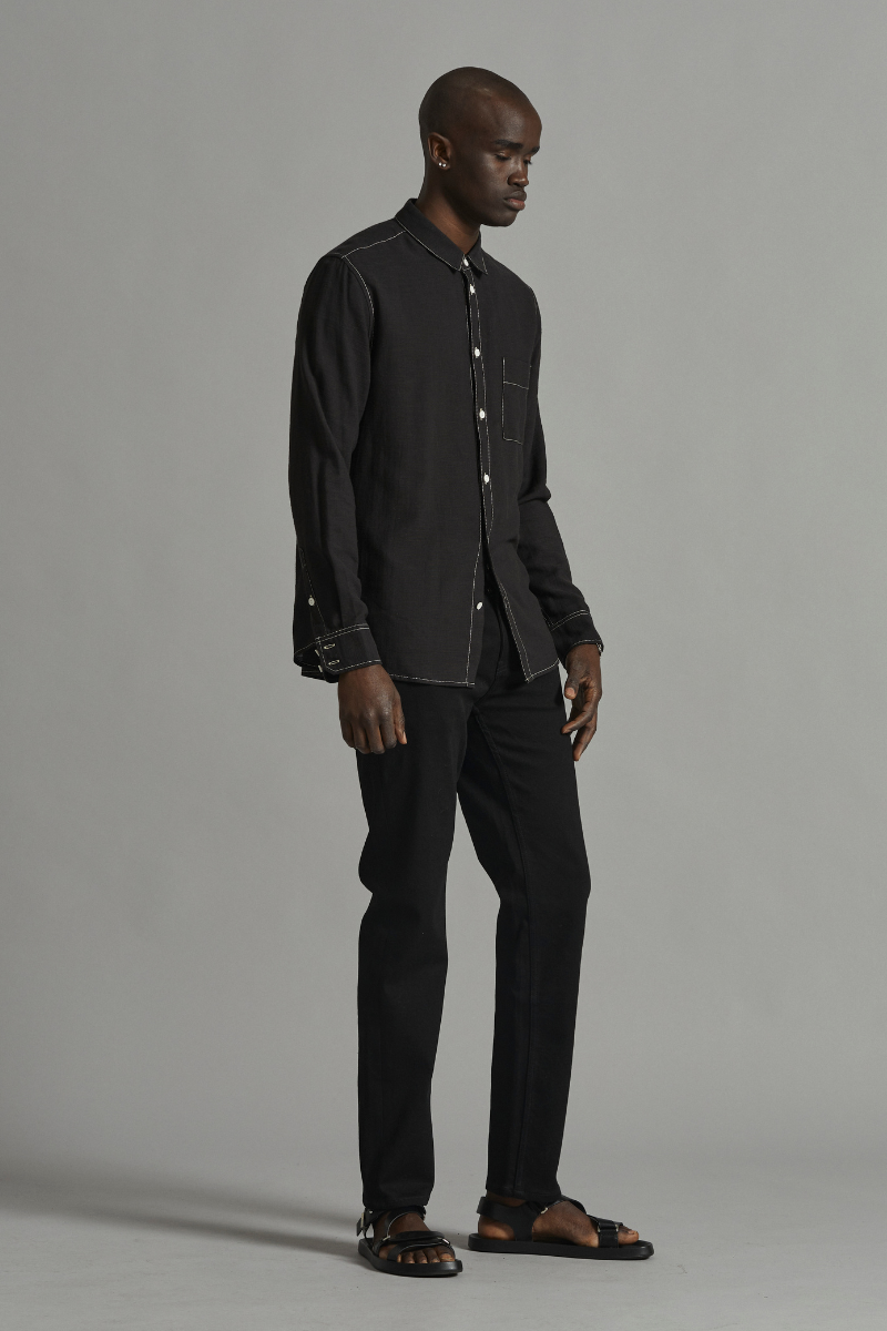 Black Contrast Stitch Shirt