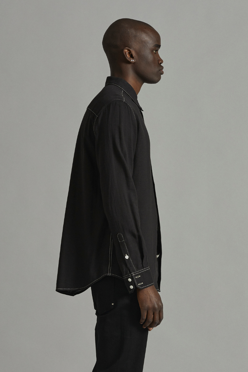 Black Contrast Stitch Shirt