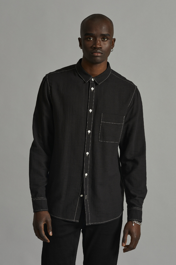 Black Contrast Stitch Shirt