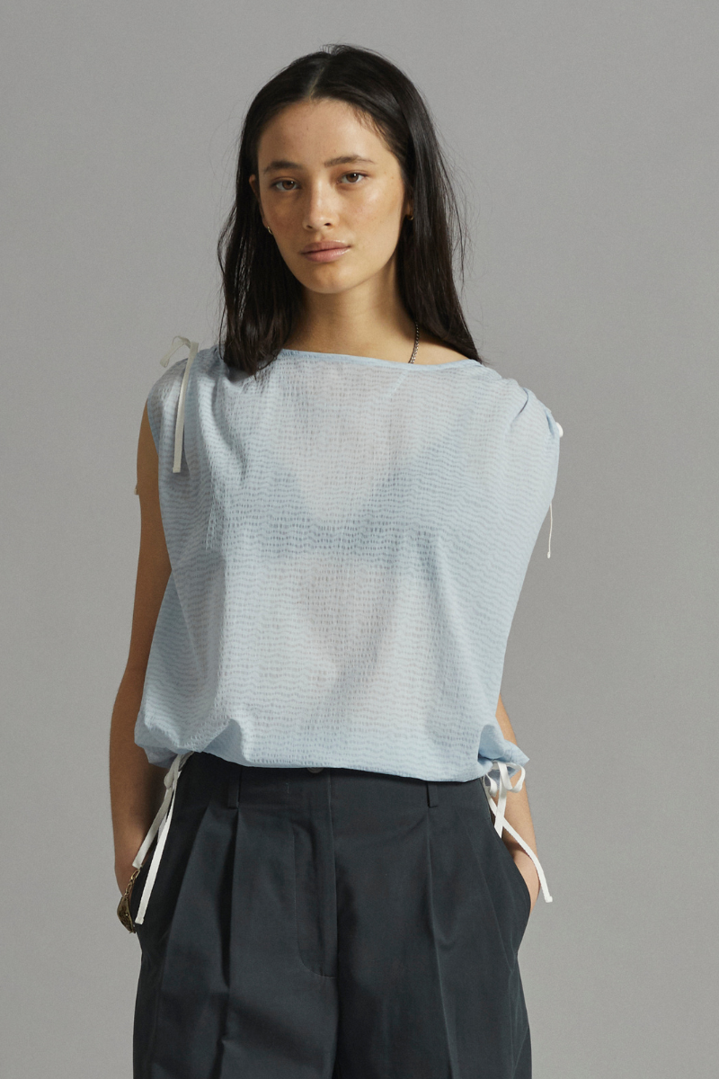 Pale Blue Hachi Textured Top