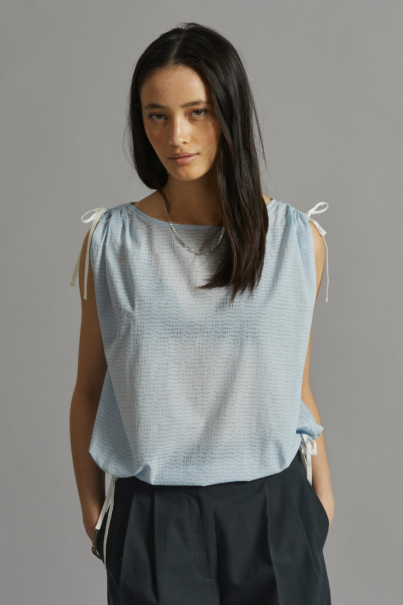 Pale Blue Hachi Textured Top