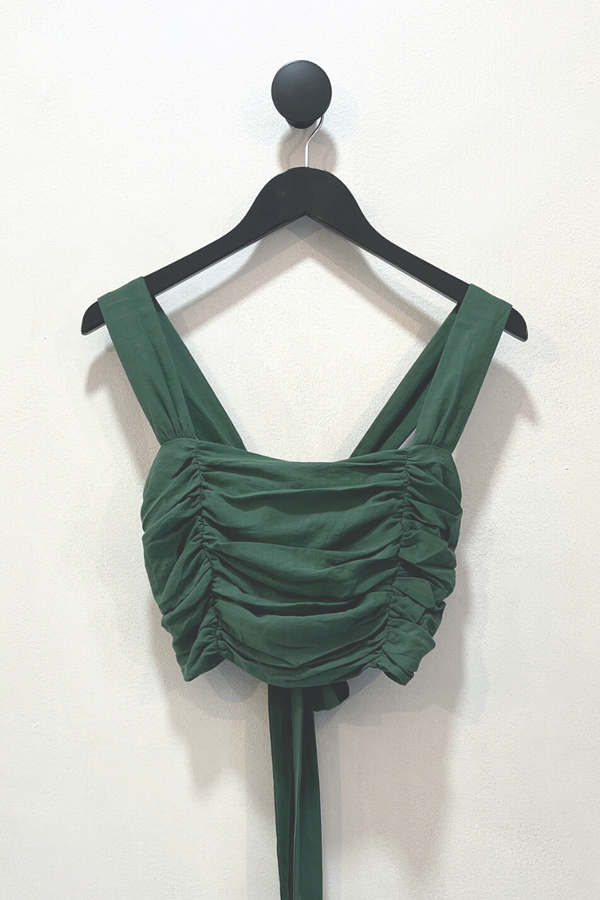 Green Concha Ruched Crop Top