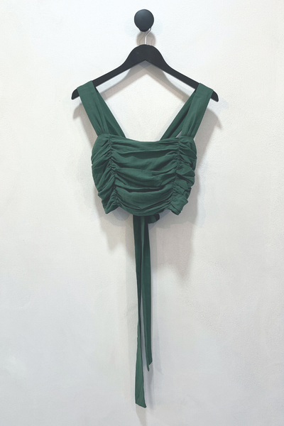 Green Concha Ruched Crop Top