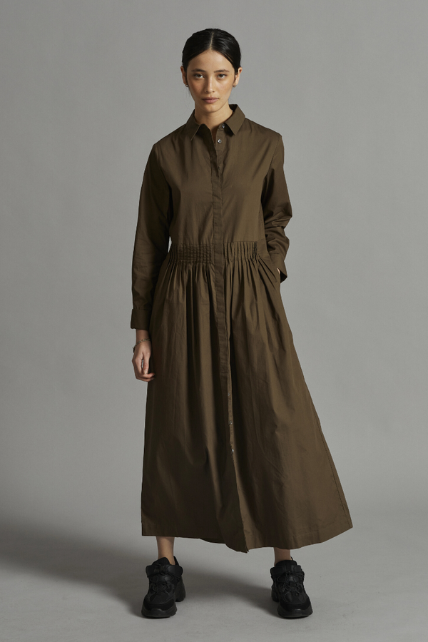 khaki maxi shirt dress Khaki Aurora Maxi Shirt Dress – Nique Clothing