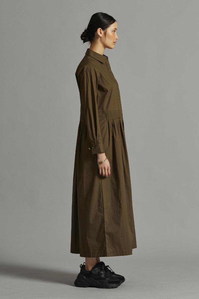 Khaki Aurora Maxi Shirt Dress