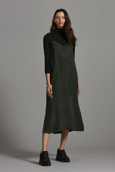 Dark Khaki Glider Midi Dress