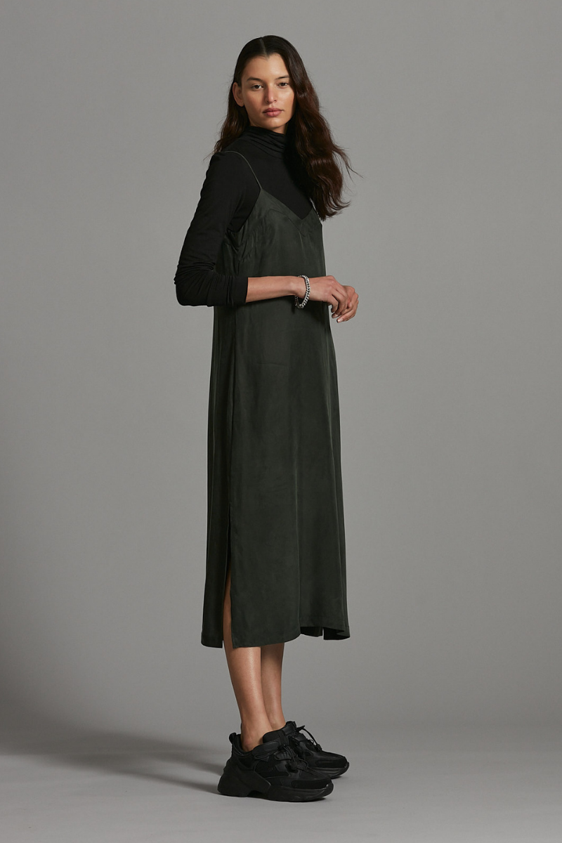 Dark Khaki Glider Midi Dress