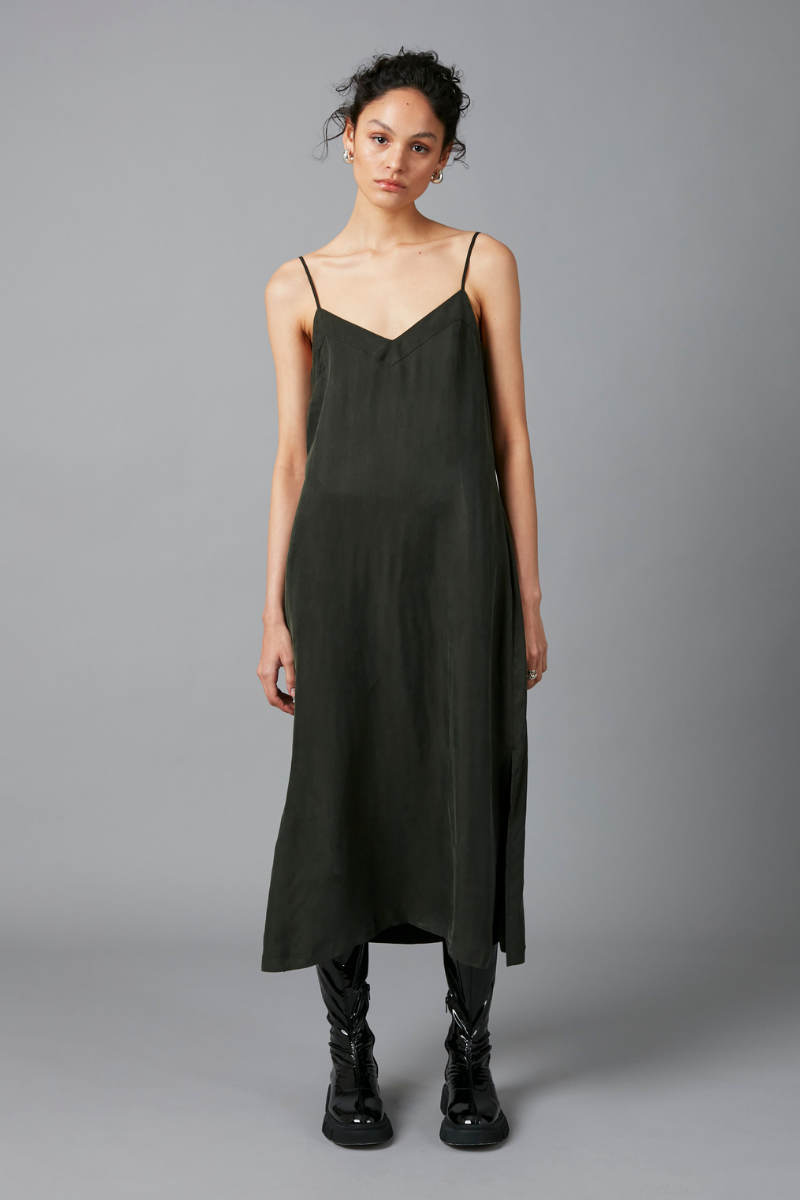 Dark Khaki Glider Midi Dress