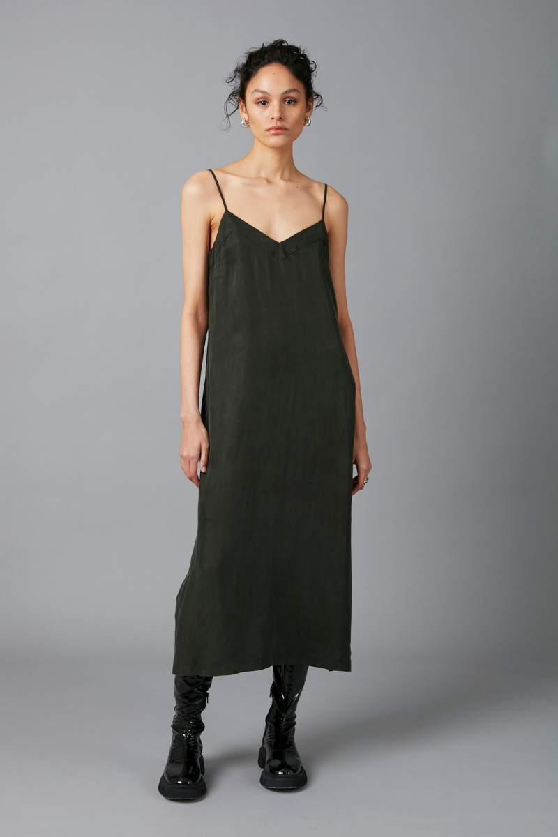 Dark Khaki Glider Midi Dress